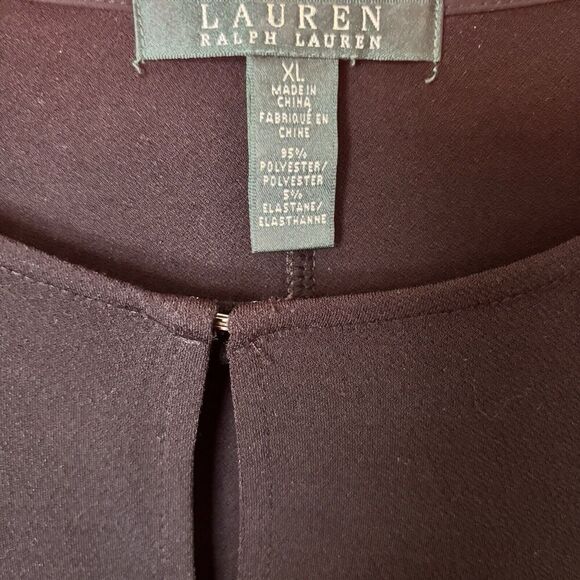 Lauren Ralph Lauren Tunic Top Womens XL Black Keyhole Front Stretch Blouse - Picture 7 of 8